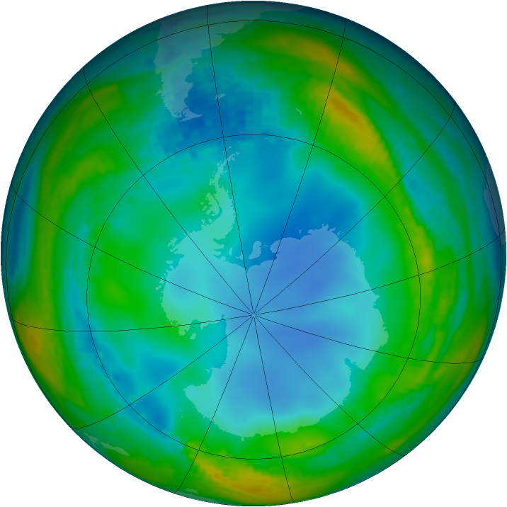 Antarctic ozone map for 06 July 1986